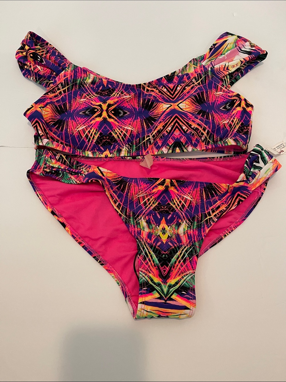 New! Women’s Pink Multicolor Two-Piece Swim Set